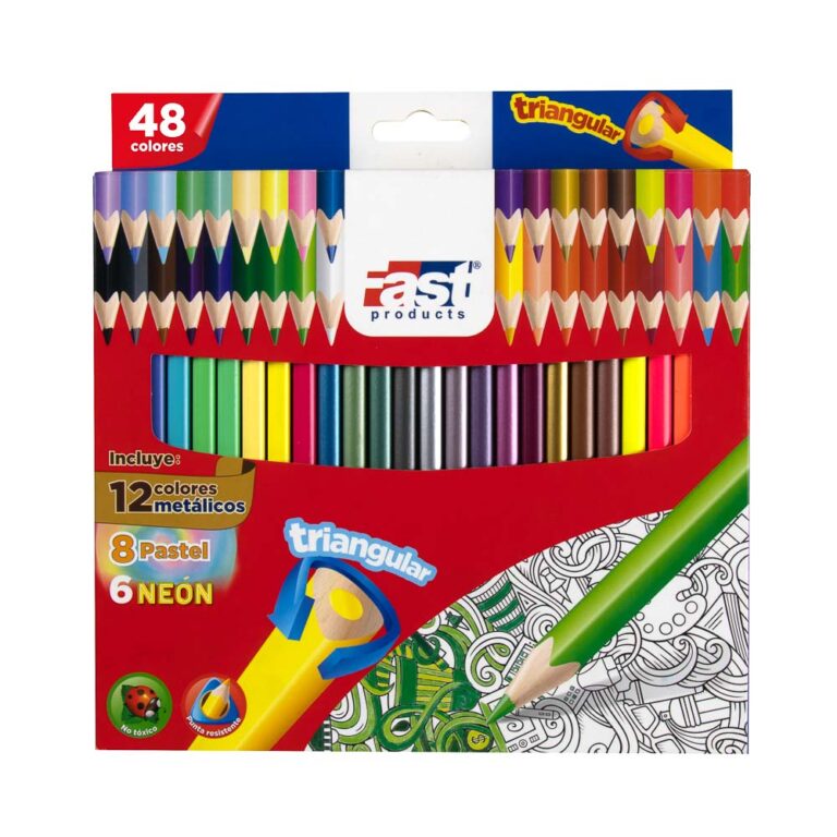 Fast Crayons CRAYON DE MADERA FAST 48 COLORES LARGO TRIANGULAR – Famifel