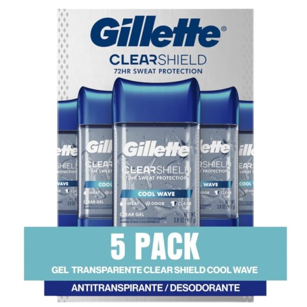 GILLETTE COOL WAVE DESODORANTE EN GEL 5 UNIDADES  107 G  3.8 OZ