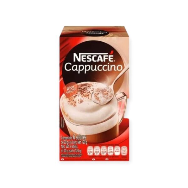 caja de cappuccino de 6 unidades de 20 gramos cada uno